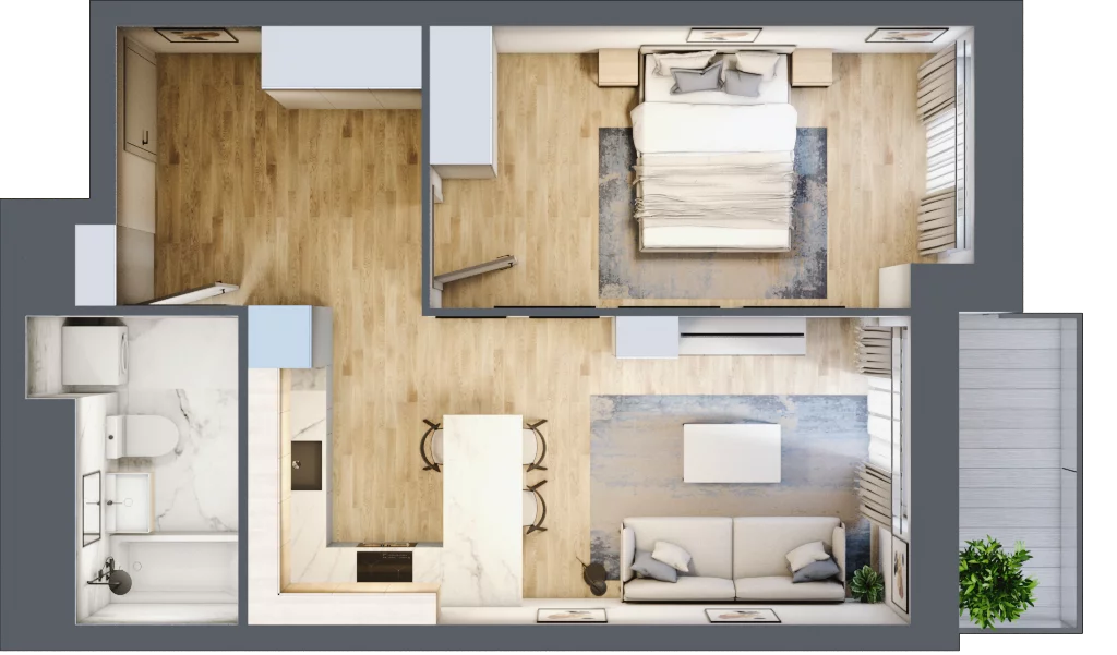 2 pokoje, mieszkanie 45,72 m², piętro 2, oferta nr L1/2/20, Legnicka Vita, Wrocław, Gądów-Popowice Południowe, Popowice, ul. Legnicka 52 A