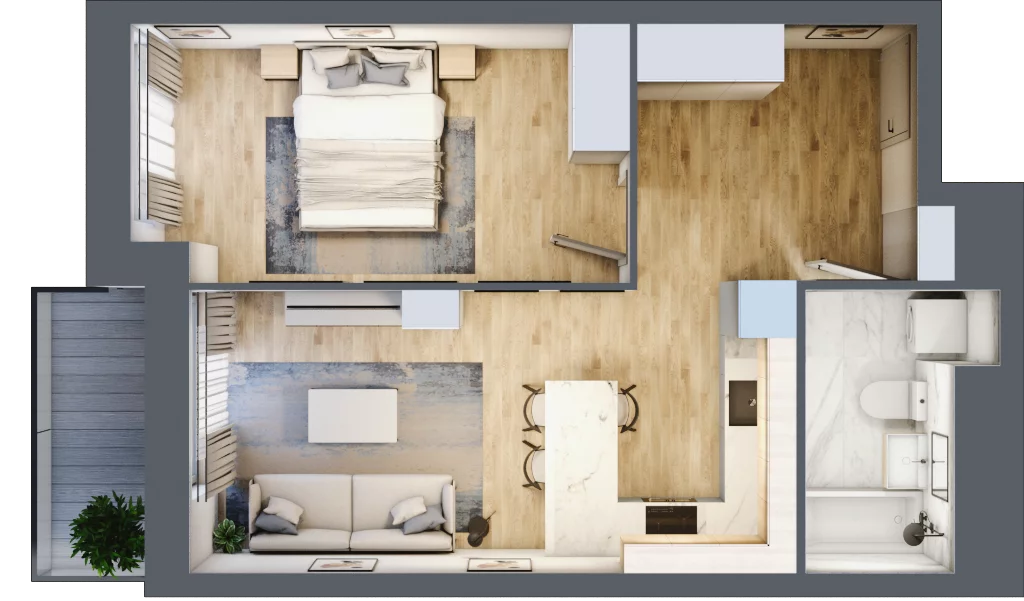 2 pokoje, mieszkanie 45,72 m², piętro 4, oferta nr L1/4/45, Legnicka Vita, Wrocław, Gądów-Popowice Południowe, Popowice, ul. Legnicka 52 A