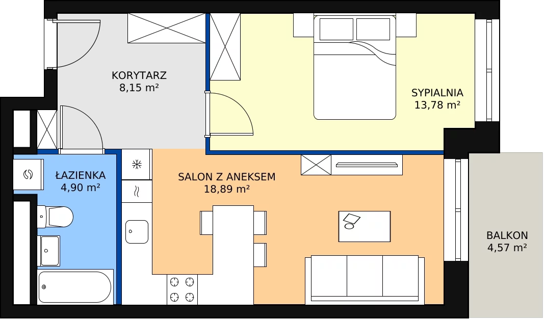 Zalety mieszkania 45.72 m², L1/5/56