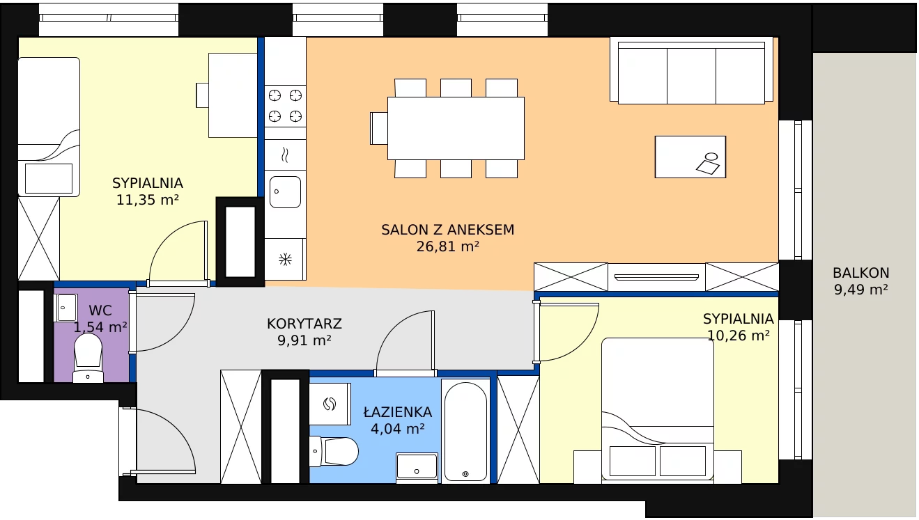 Zalety mieszkania 63.91 m², L1/7/72