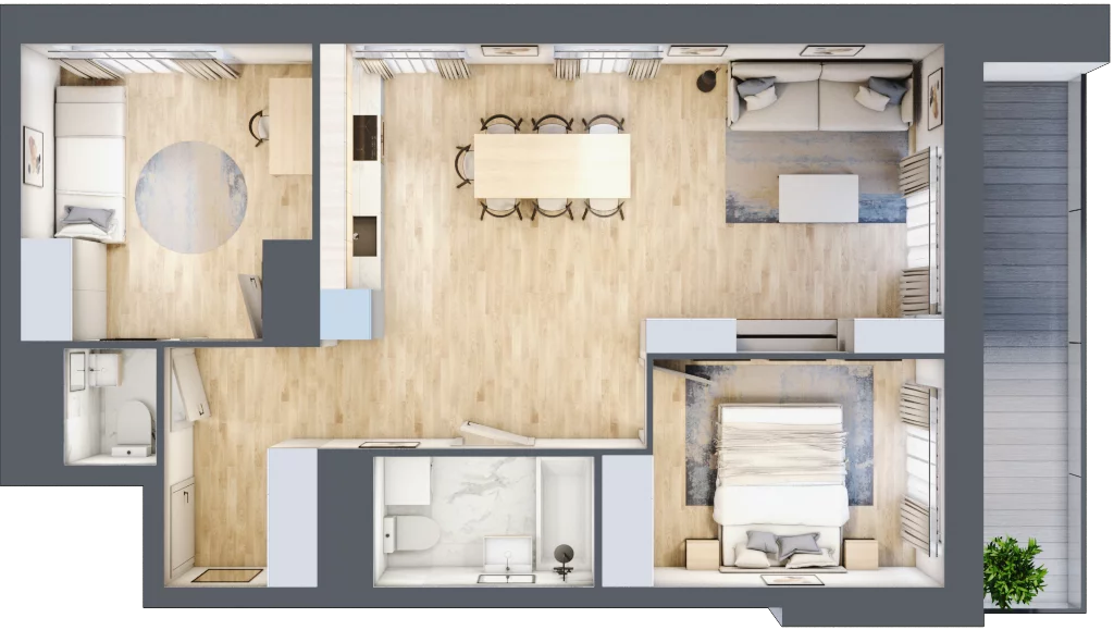 3 pokoje, mieszkanie 63,91 m², piętro 7, oferta nr L1/7/72, Legnicka Vita, Wrocław, Gądów-Popowice Południowe, Popowice, ul. Legnicka 52 A