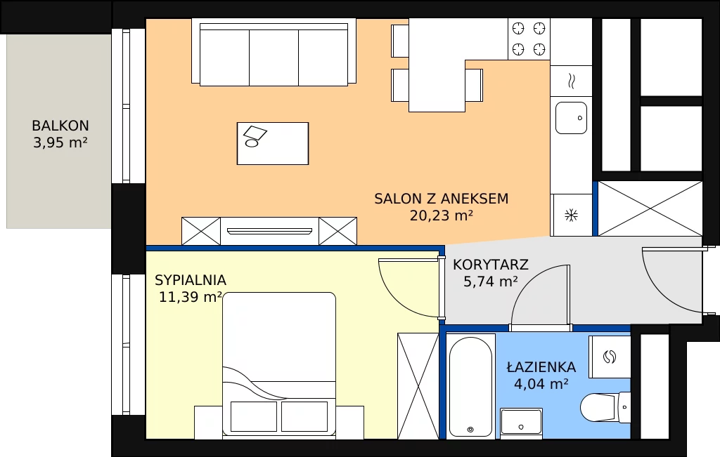 Zalety mieszkania 41.4 m², L1/8/79