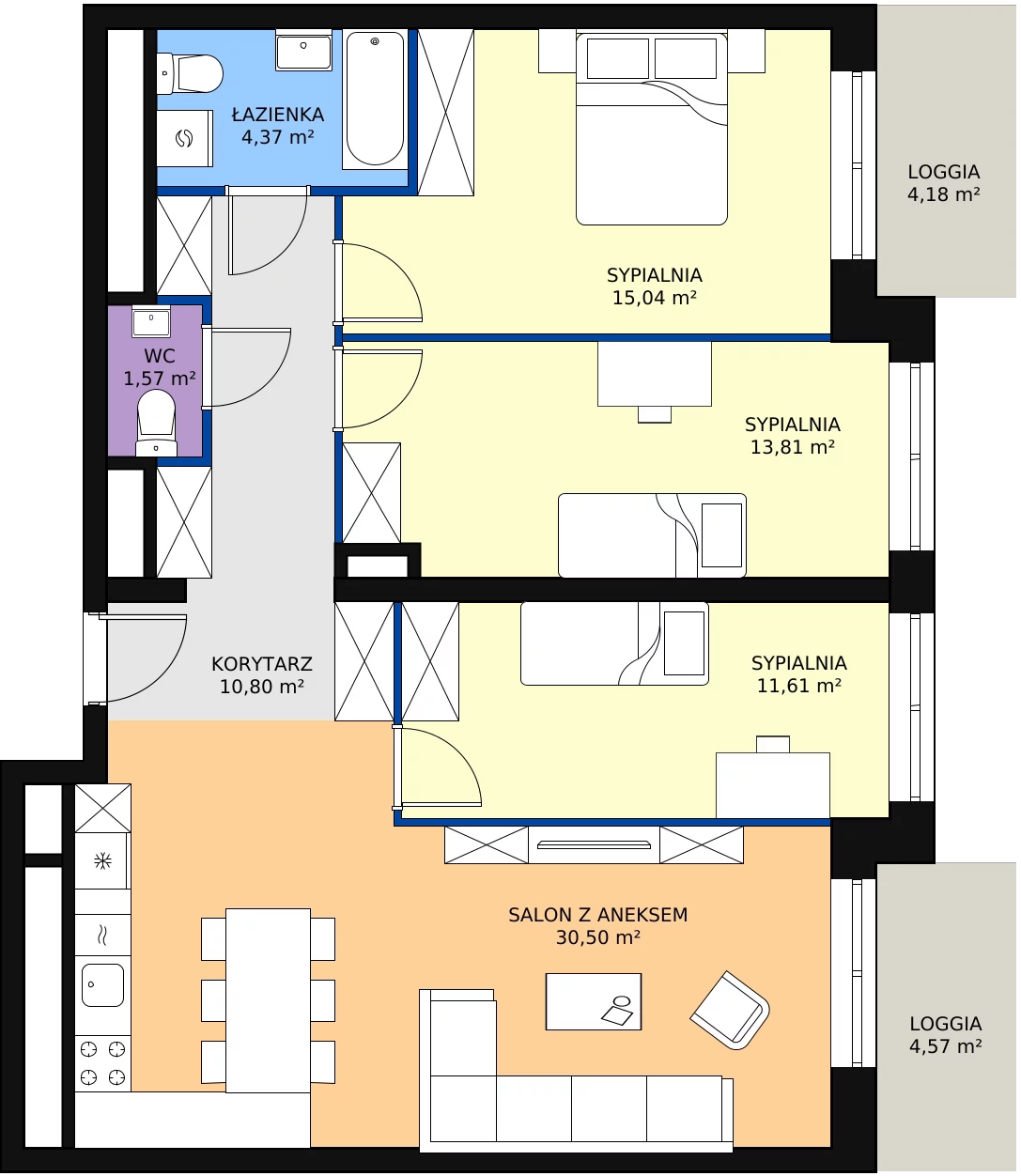 Zalety mieszkania 87.7 m², L1/9/94