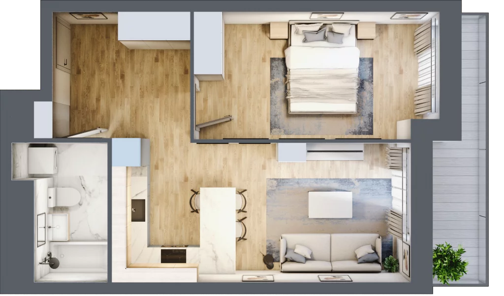2 pokoje, mieszkanie 45,72 m², piętro 1, oferta nr L1/1/8, Legnicka Vita, Wrocław, Gądów-Popowice Południowe, Popowice, ul. Legnicka 52 A