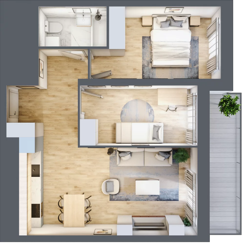3 pokoje, mieszkanie 58,59 m², piętro 12, oferta nr L2/12/101, Legnicka Vita, Wrocław, Gądów-Popowice Południowe, Popowice, ul. Legnicka 52 A