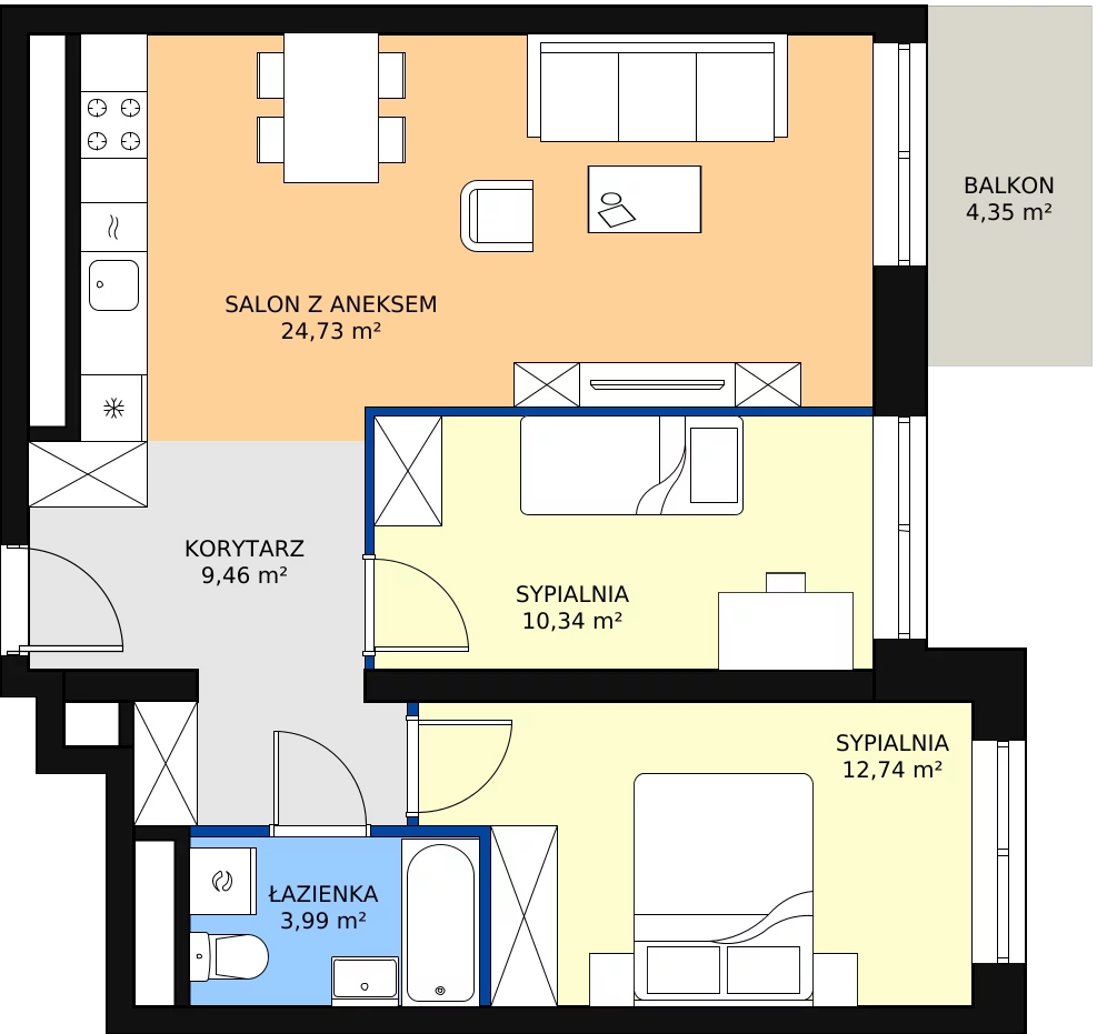 Zalety mieszkania 61.26 m², L2/2/16