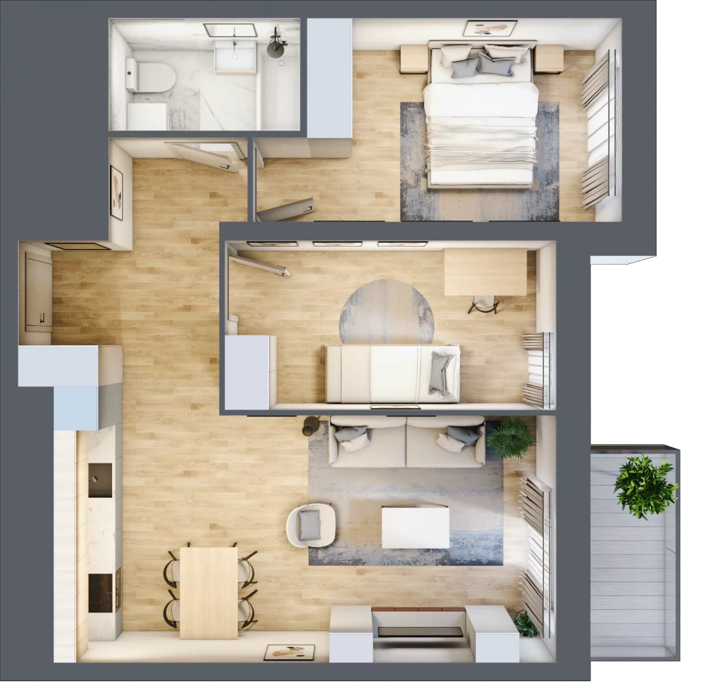 3 pokoje, mieszkanie 58,83 m², piętro 7, oferta nr L2/7/61, Legnicka Vita, Wrocław, Gądów-Popowice Południowe, Popowice, ul. Legnicka 52 A