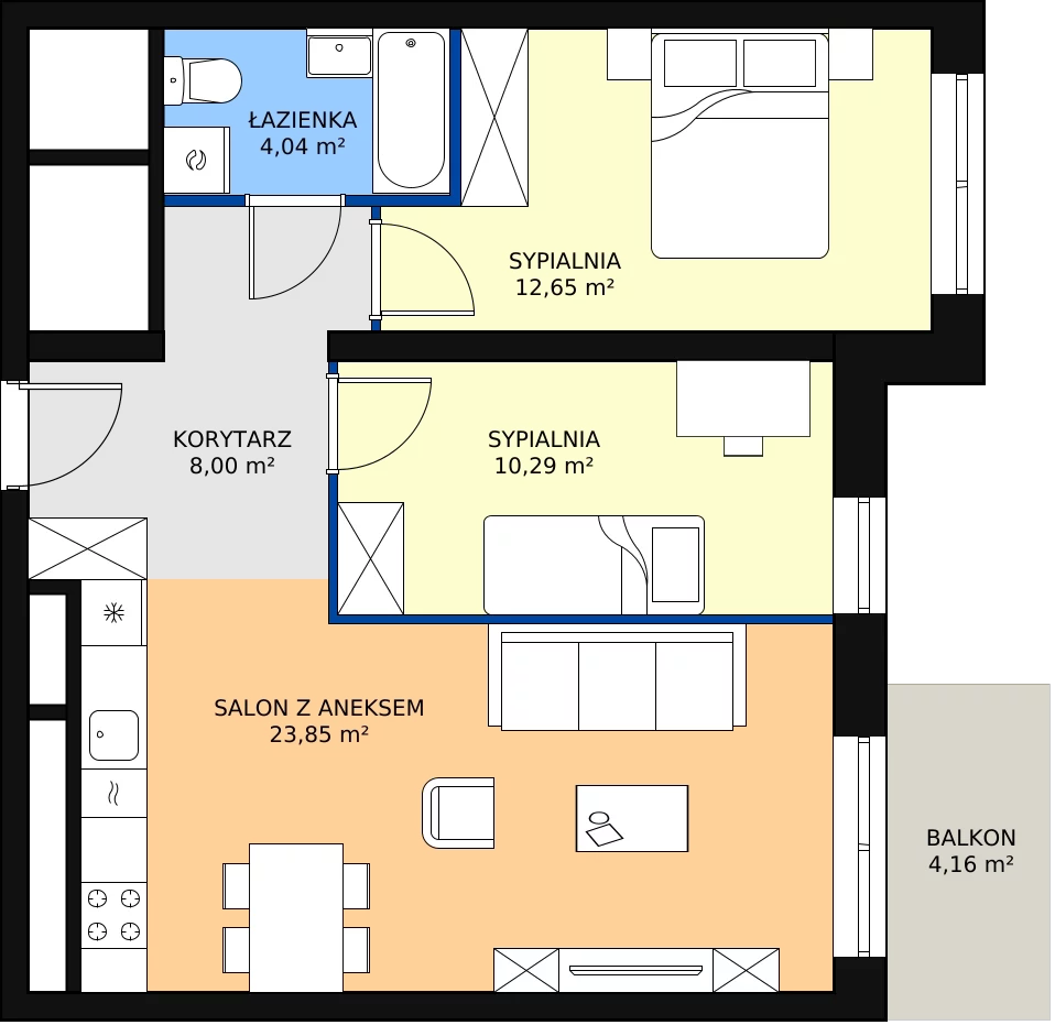 Zalety mieszkania 58.83 m², L2/8/69
