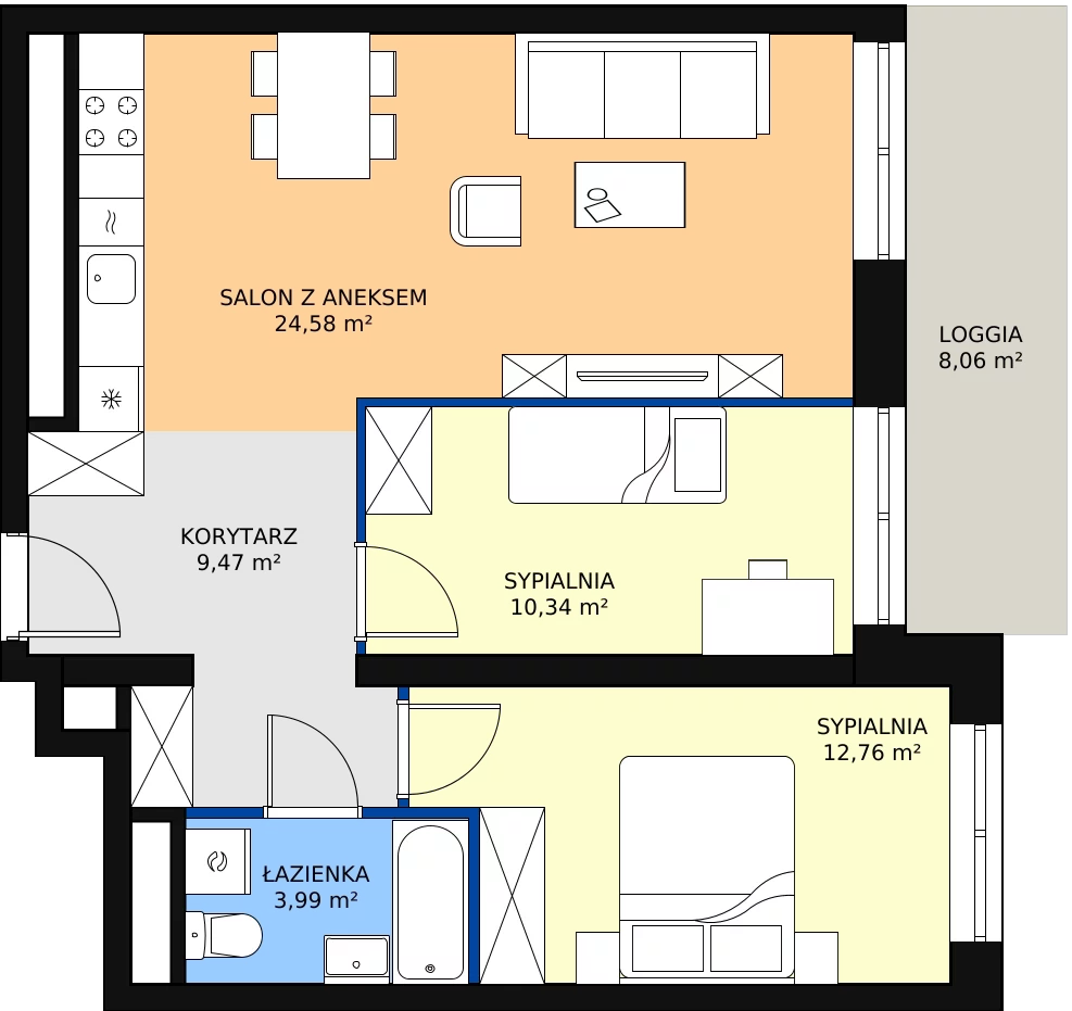 Zalety mieszkania 61.14 m², L2/9/76