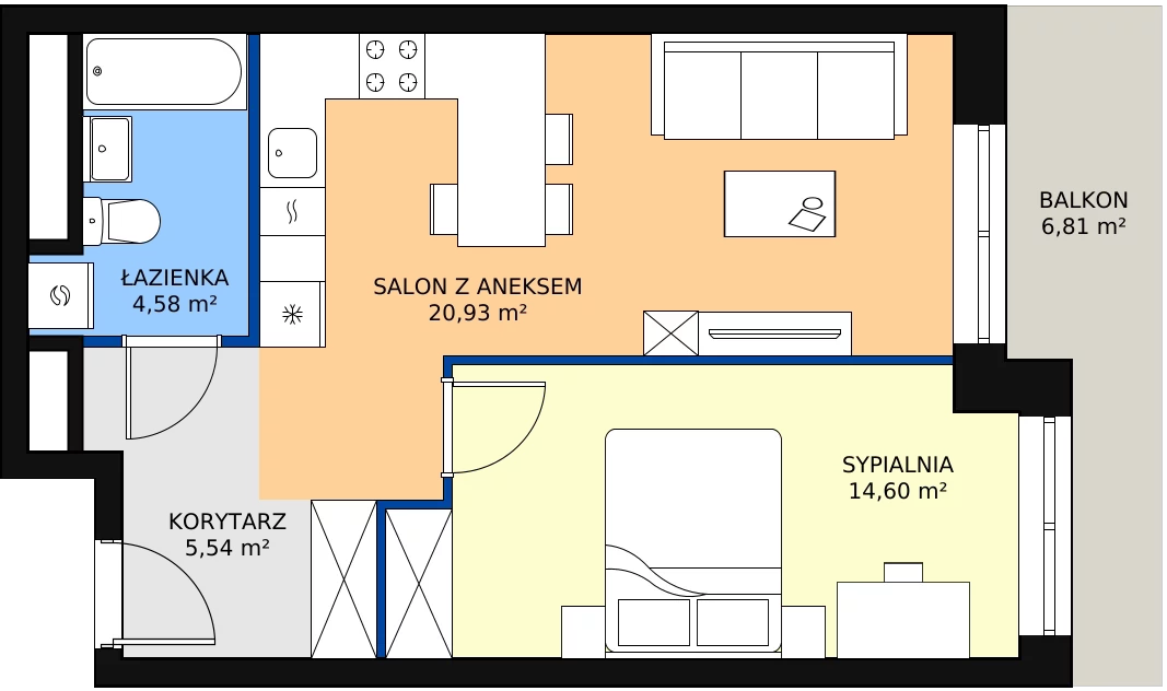 Zalety mieszkania 45.65 m², L2/1/4