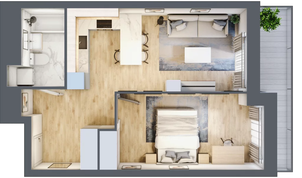 2 pokoje, mieszkanie 45,65 m², piętro 1, oferta nr L2/1/4, Legnicka Vita, Wrocław, Gądów-Popowice Południowe, Popowice, ul. Legnicka 52 A