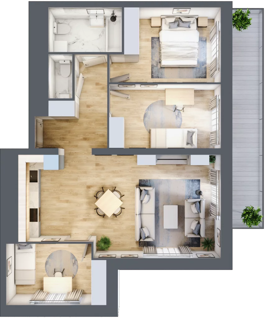 4 pokoje, mieszkanie 76,88 m², piętro 10, oferta nr L2/10/86, Legnicka Vita, Wrocław, Gądów-Popowice Południowe, Popowice, ul. Legnicka 52 A
