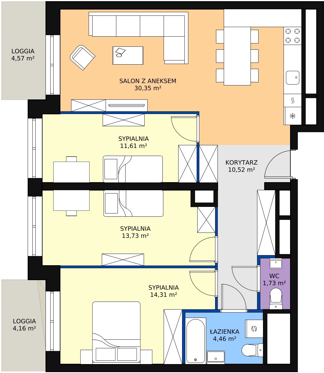 Zalety mieszkania 86.71 m², L2/11/90