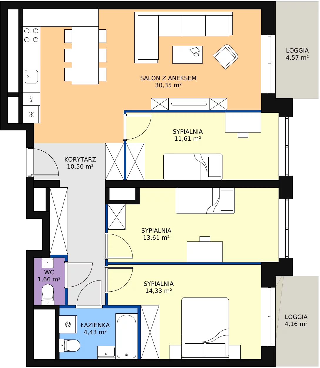 Zalety mieszkania 86.49 m², L2/12/99