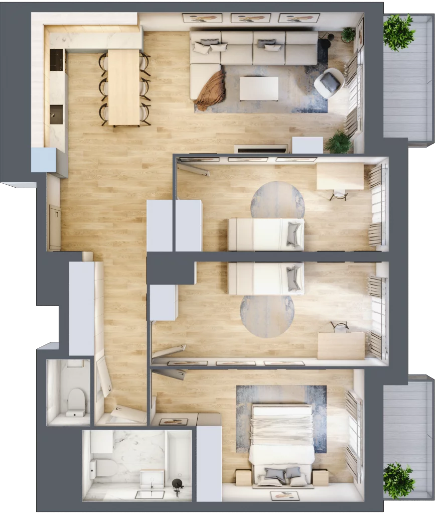 4 pokoje, mieszkanie 86,50 m², piętro 13, oferta nr L2/13/107, Legnicka Vita, Wrocław, Gądów-Popowice Południowe, Popowice, ul. Legnicka 52 A