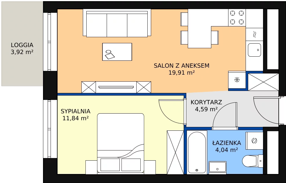 Zalety mieszkania 40.38 m², L2/14/113
