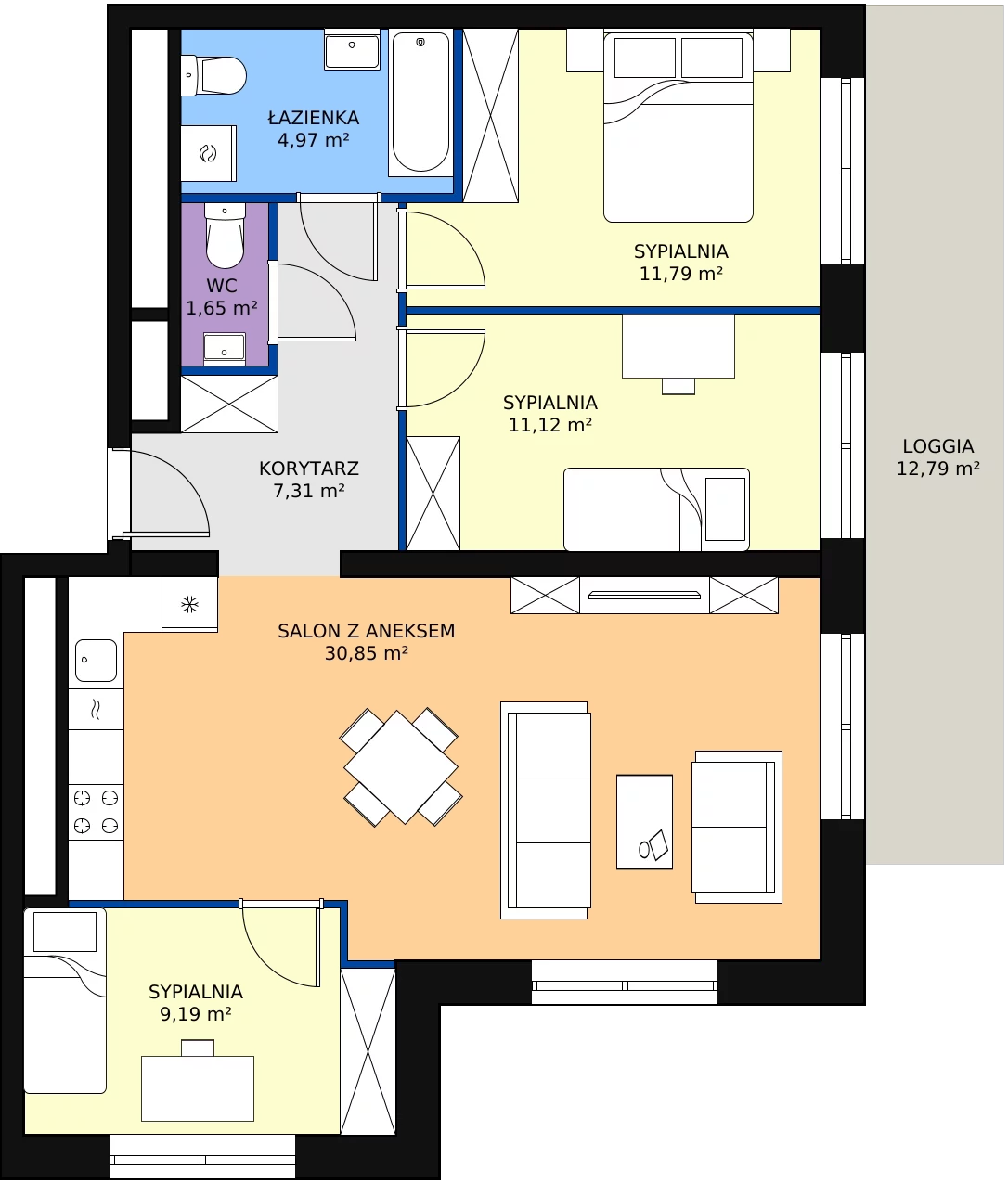 Zalety mieszkania 76.88 m², L2/15/126