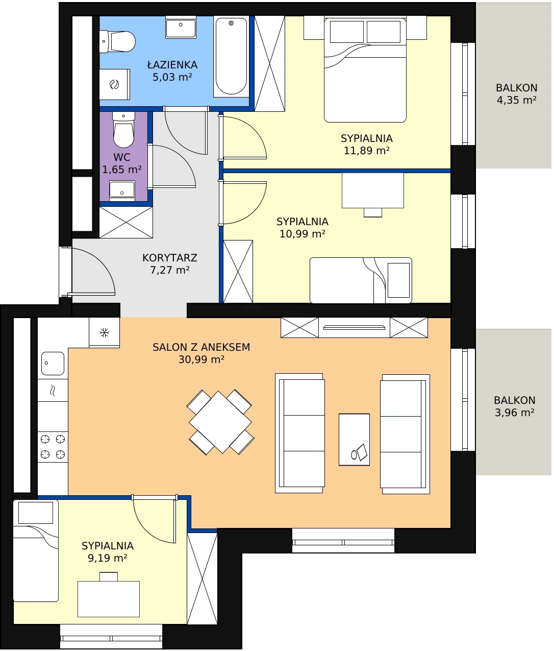 Zalety mieszkania 77.01 m², L2/4/38