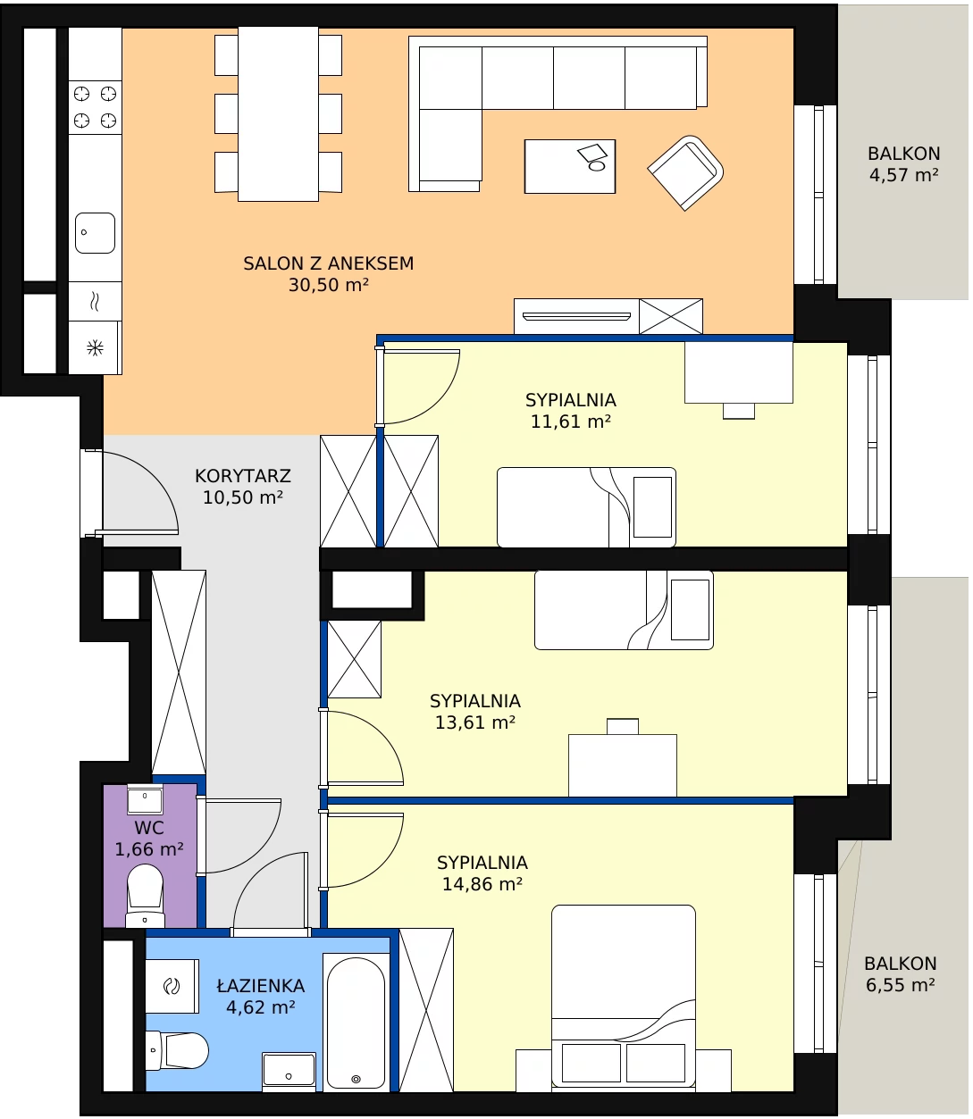 Zalety mieszkania 87.36 m², L2/6/51