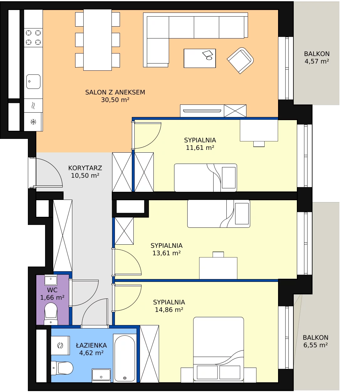 Zalety mieszkania 87.36 m², L2/8/67