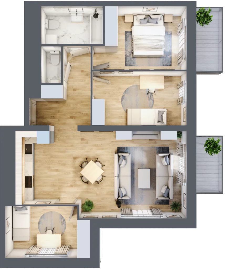 4 pokoje, mieszkanie 77,01 m², piętro 8, oferta nr L2/8/70, Legnicka Vita, Wrocław, Gądów-Popowice Południowe, Popowice, ul. Legnicka 52 A
