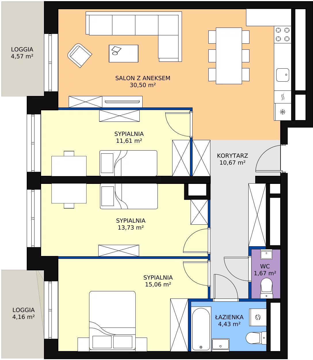 Zalety mieszkania 87.67 m², L2/9/74