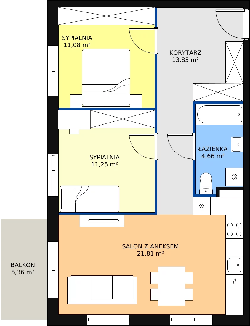 Zalety mieszkania 62.65 m², A/A/13