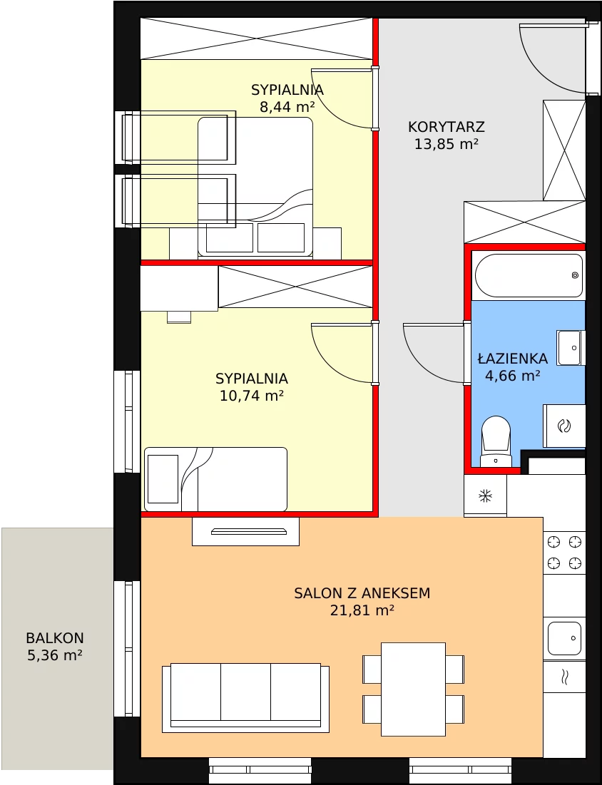 3 pokoje, mieszkanie 59,50 m², piętro 3, oferta nr A/A/18, Augustowska Vita, Wrocław, Maślice, Fabryczna, ul. Augustowska 66