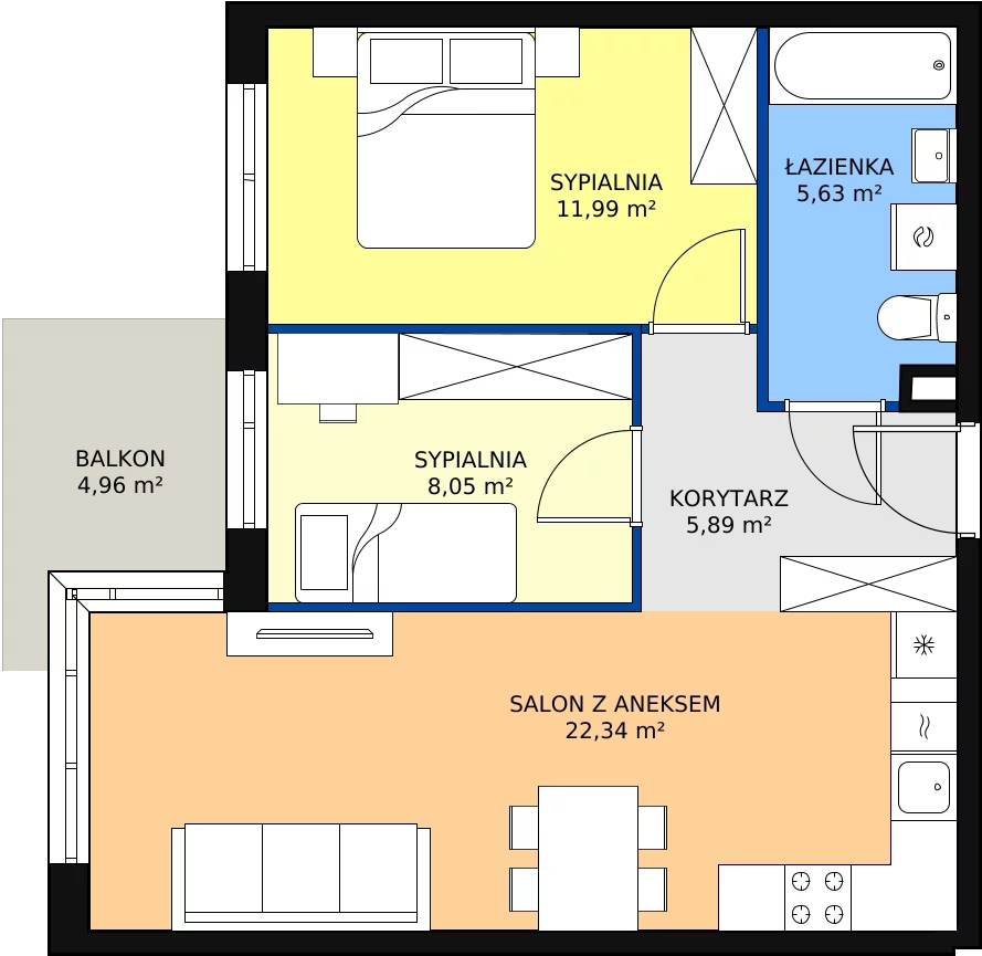 Zalety mieszkania 53.9 m², A/B/8
