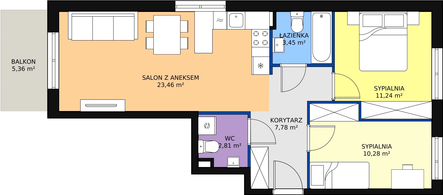 Zalety mieszkania 59.02 m², A/C/9