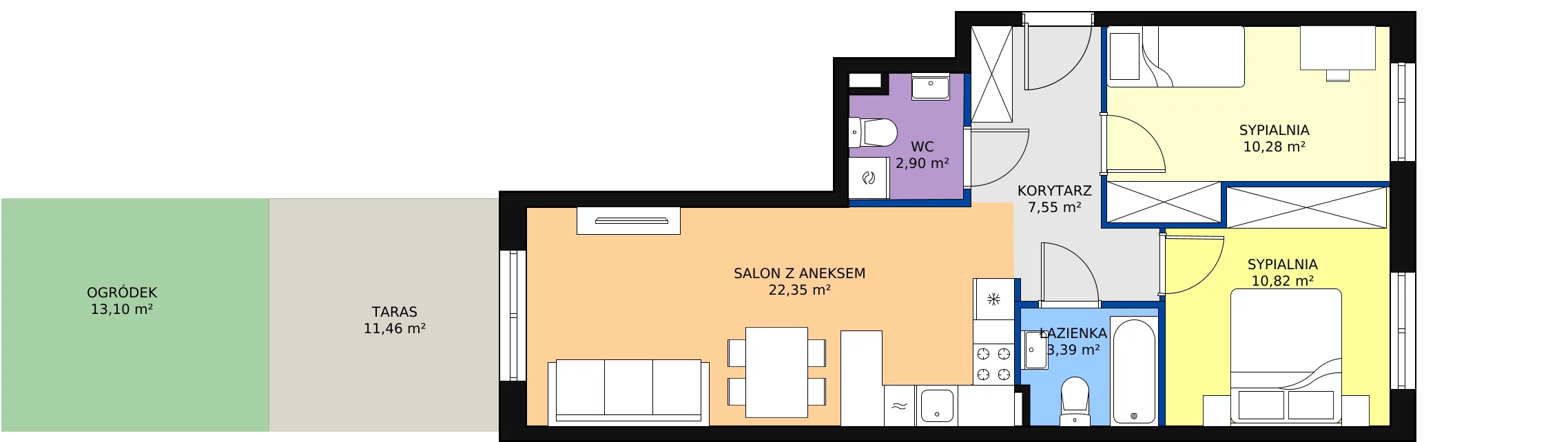 Zalety mieszkania 57.29 m², B/B/1