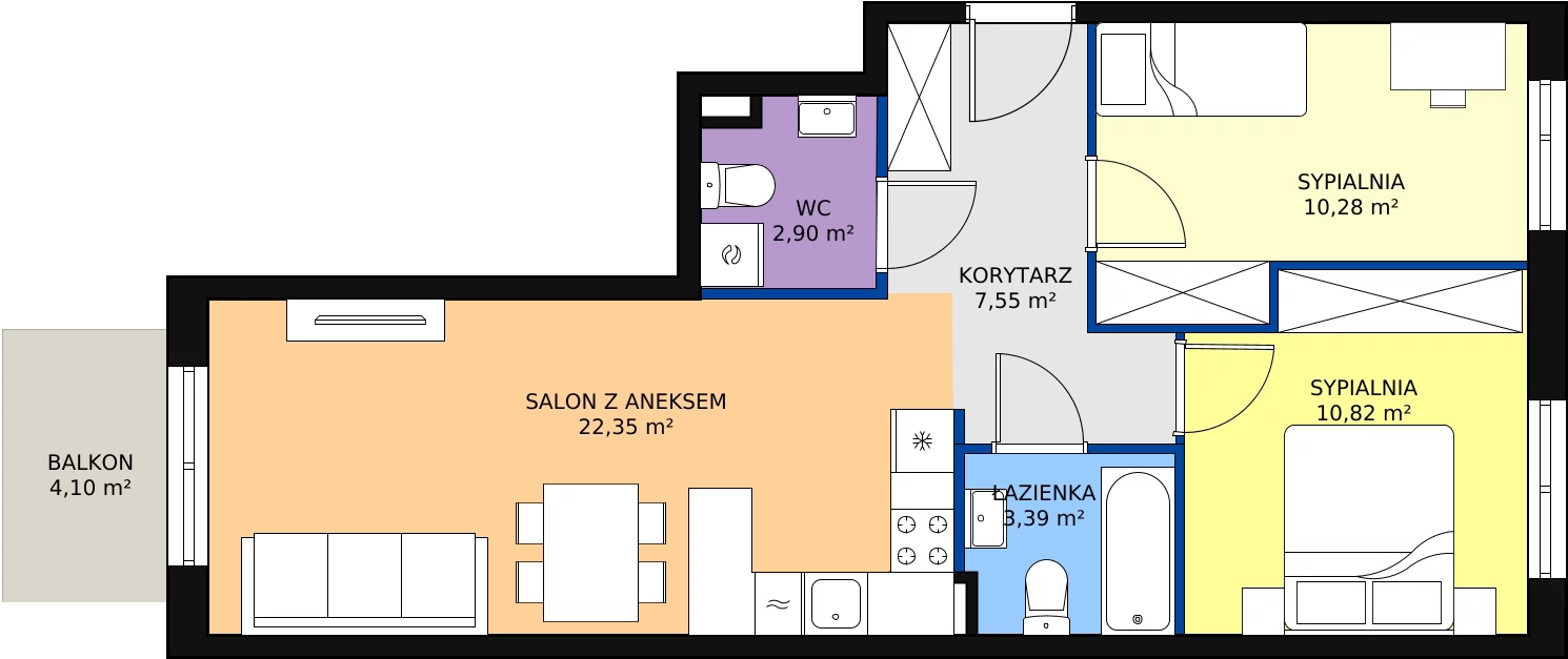 Zalety mieszkania 57.29 m², B/C/9