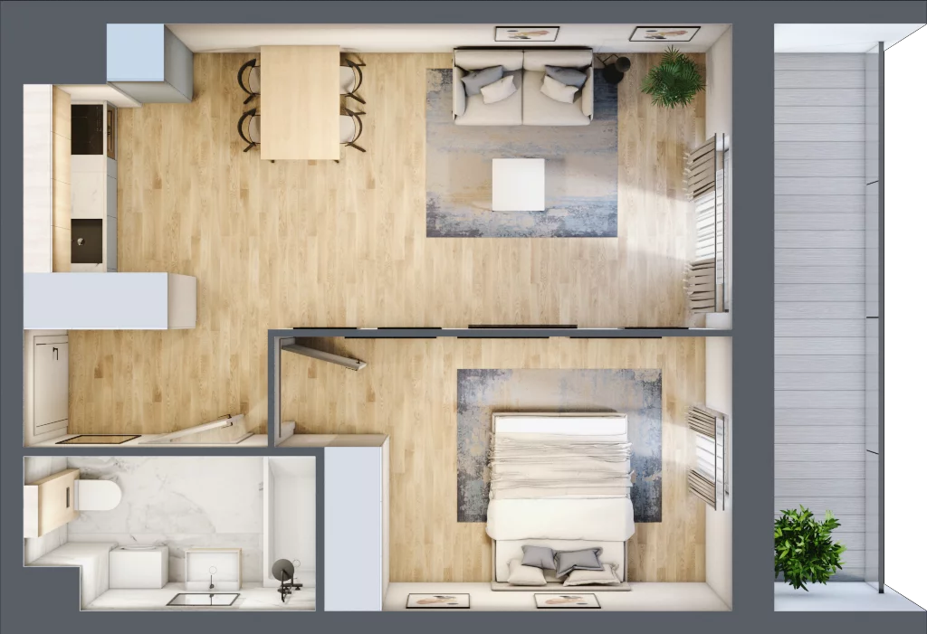 2 pokoje, mieszkanie 38,59 m², piętro 1, oferta nr B.01.01.06, WUWA Vita, Wrocław, Żerniki, Fabryczna, ul. Tadeusza Brzozy