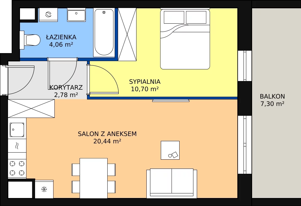 Zalety mieszkania 37.98 m², B.01.01.07