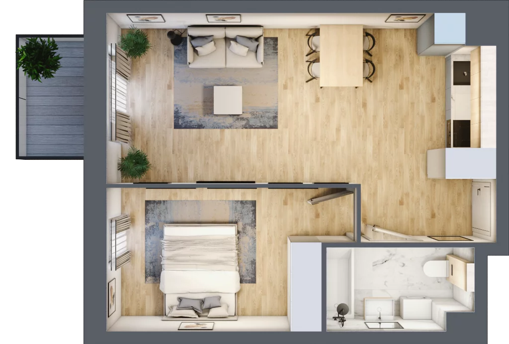 2 pokoje, mieszkanie 38,64 m², piętro 1, oferta nr B.01.04.08, WUWA Vita, Wrocław, Żerniki, Fabryczna, ul. Tadeusza Brzozy