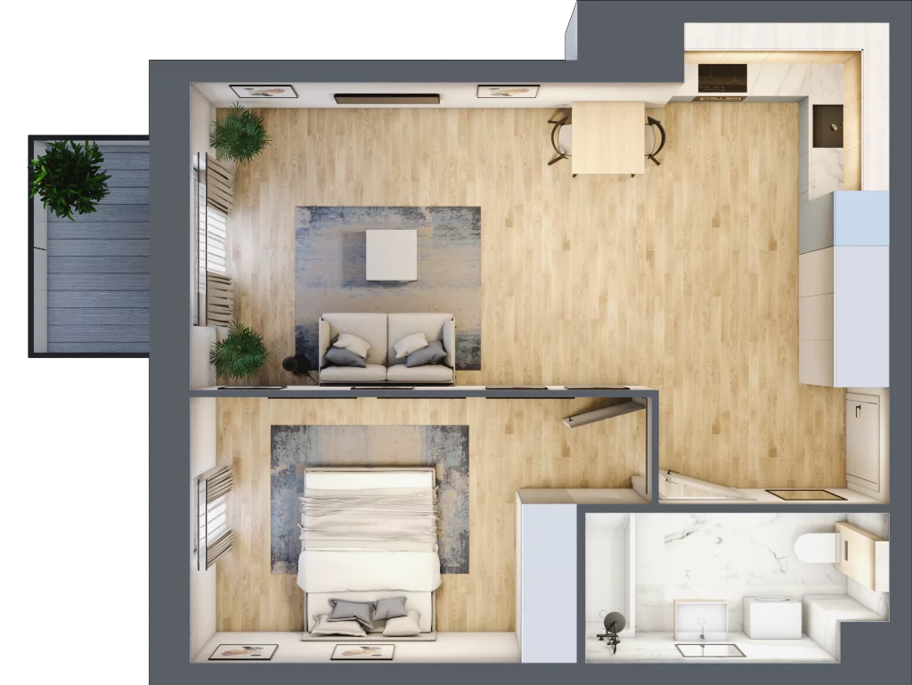 2 pokoje, mieszkanie 41,44 m², piętro 1, oferta nr B.01.04.10, WUWA Vita, Wrocław, Żerniki, Fabryczna, ul. Tadeusza Brzozy