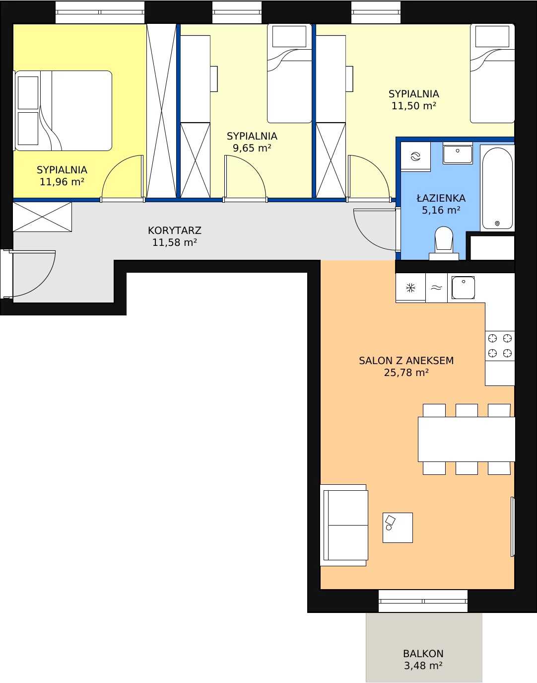 Zalety mieszkania 75.63 m², B.01.05.02