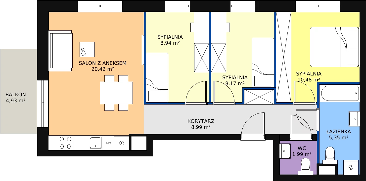 Zalety mieszkania 64.34 m², B.02.04.12