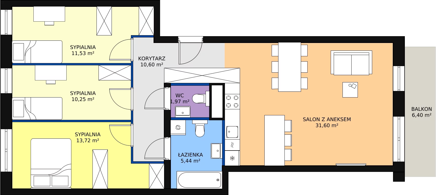 Zalety mieszkania 85.11 m², B.03.01.09