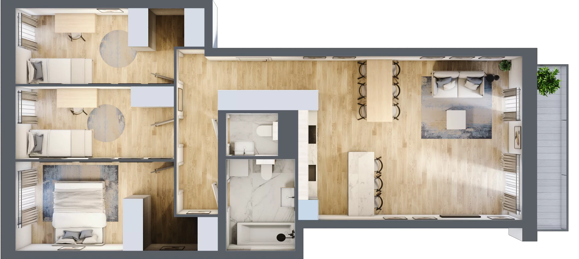 4 pokoje, mieszkanie 85,11 m², piętro 3, oferta nr B.03.01.09, WUWA Vita, Wrocław, Żerniki, Fabryczna, ul. Tadeusza Brzozy
