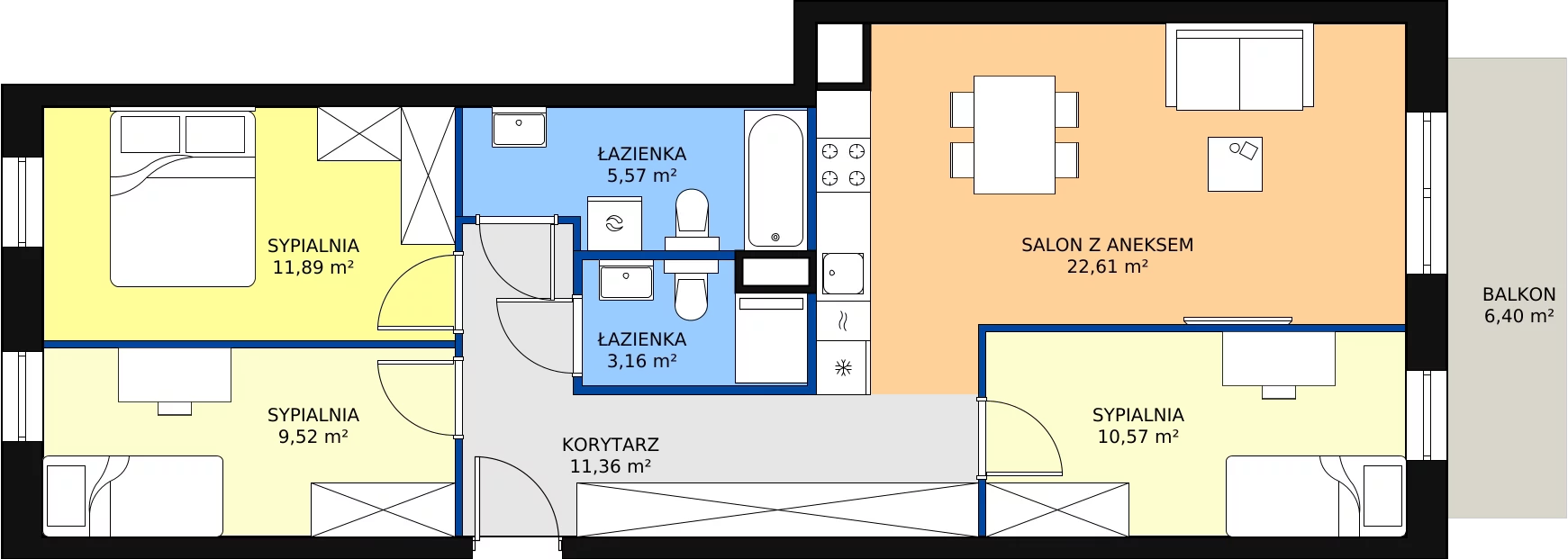 Zalety mieszkania 74.68 m², B.03.02.01
