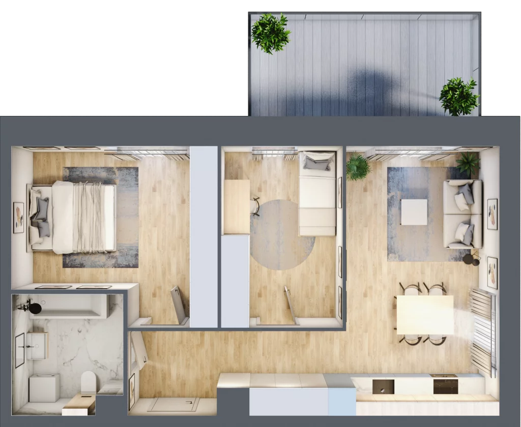 3 pokoje, mieszkanie 57,92 m², piętro 3, oferta nr B.03.04.08, WUWA Vita, Wrocław, Żerniki, Fabryczna, ul. Tadeusza Brzozy