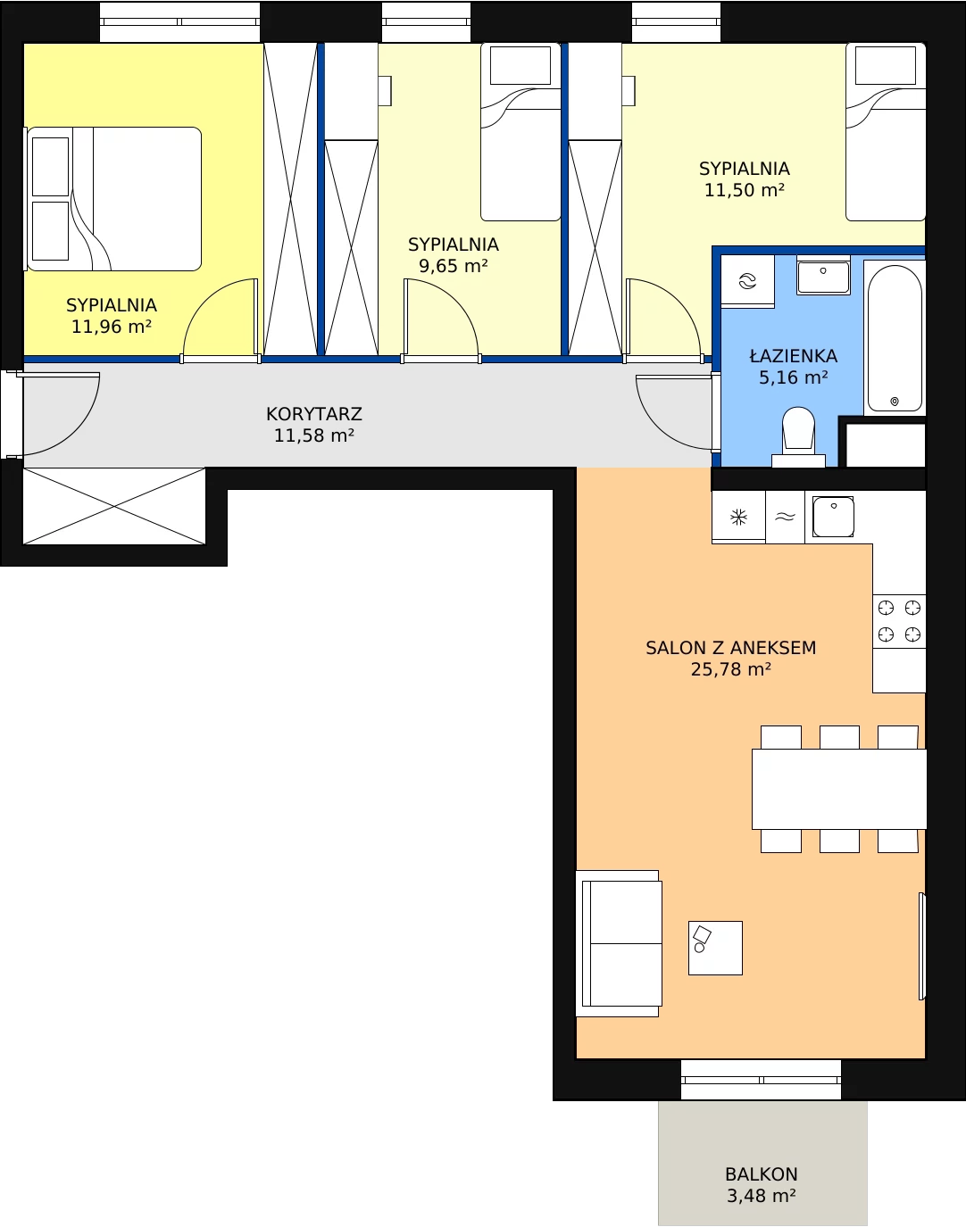 Zalety mieszkania 75.63 m², B.03.05.01