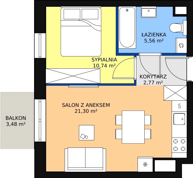 Zalety mieszkania 40.37 m², B.04.01.02