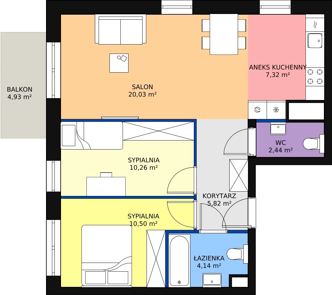 Zalety mieszkania 60.51 m², B.04.01.03