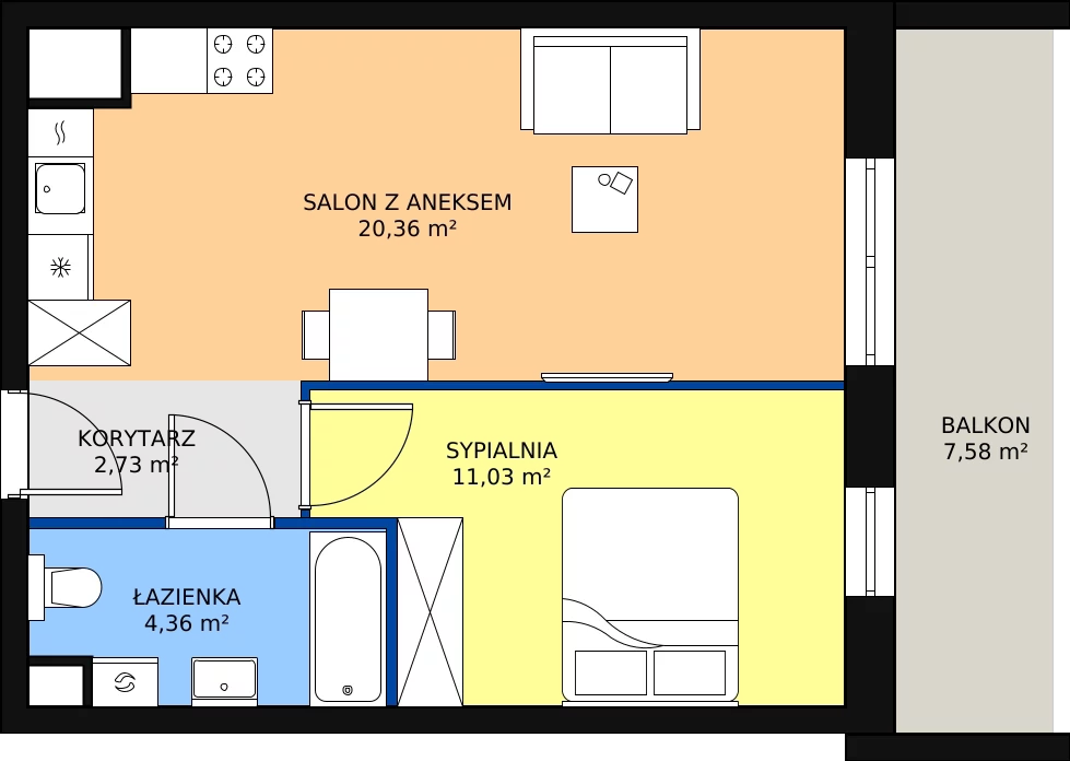 Zalety mieszkania 38.48 m², B.04.01.08
