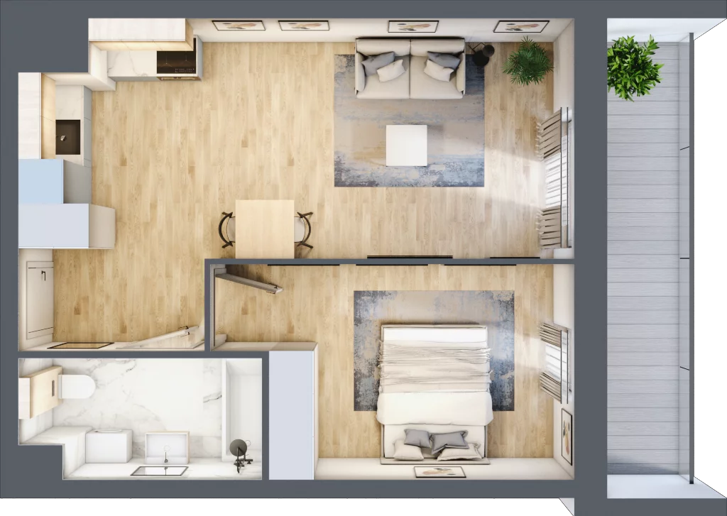2 pokoje, mieszkanie 38,48 m², piętro 4, oferta nr B.04.01.08, WUWA Vita, Wrocław, Żerniki, Fabryczna, ul. Tadeusza Brzozy