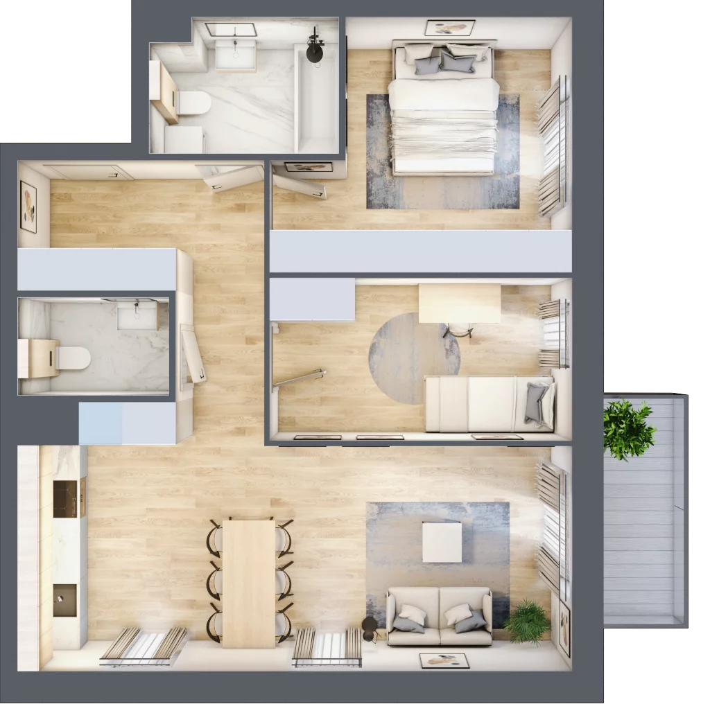 3 pokoje, mieszkanie 64,91 m², piętro 4, oferta nr B.04.04.03, WUWA Vita, Wrocław, Żerniki, Fabryczna, ul. Tadeusza Brzozy