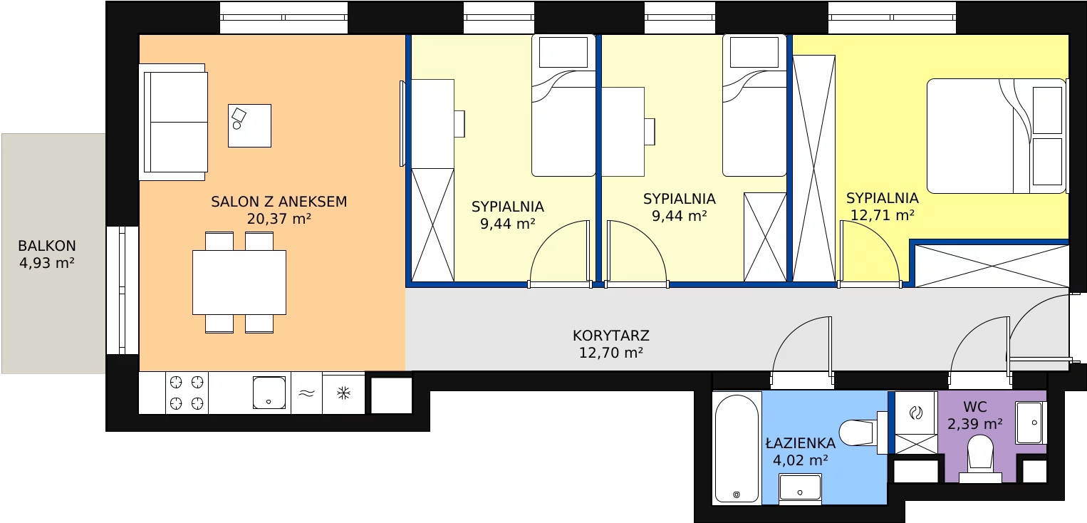 Zalety mieszkania 71.07 m², B.04.05.05