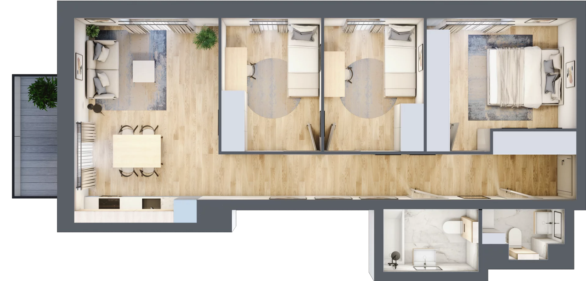 4 pokoje, mieszkanie 71,07 m², piętro 4, oferta nr B.04.05.05, WUWA Vita, Wrocław, Żerniki, Fabryczna, ul. Tadeusza Brzozy